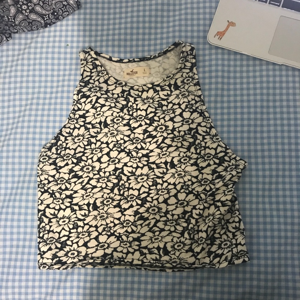 high neck floral crop top